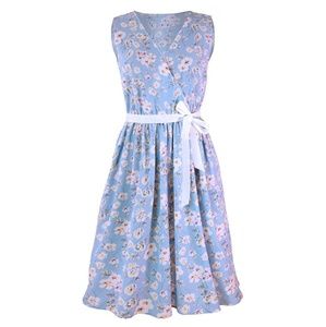 Faux wrap sleeveless swing dress